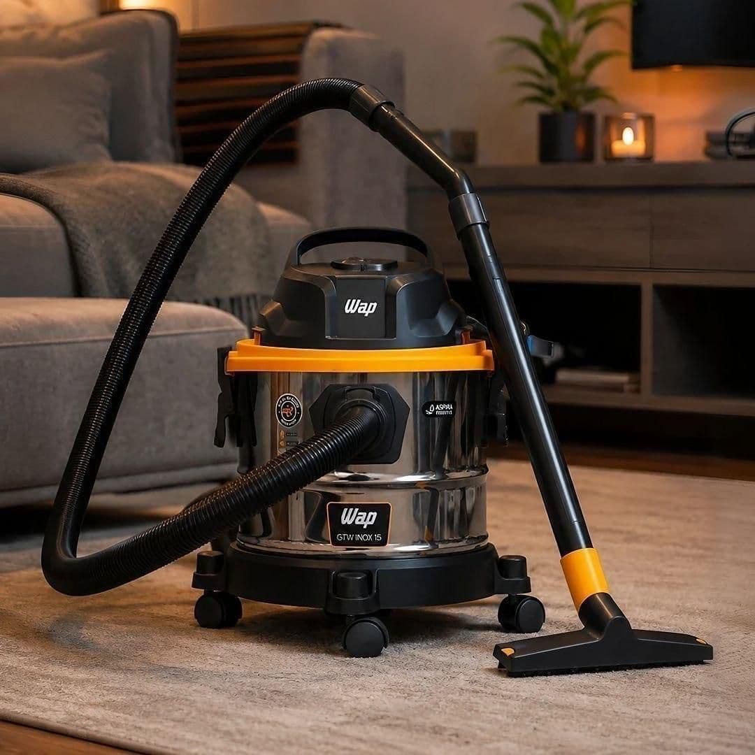 Aspirador de Pó e Água WAP GTW Inox 15 Barril 1700W com Bocal de Sopro e Acessórios