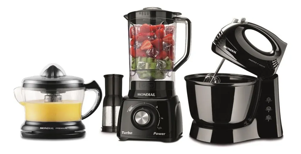 Cj Kt-105-b Espremedor + Batedeira + Liquidificador Mondial Preto 110v