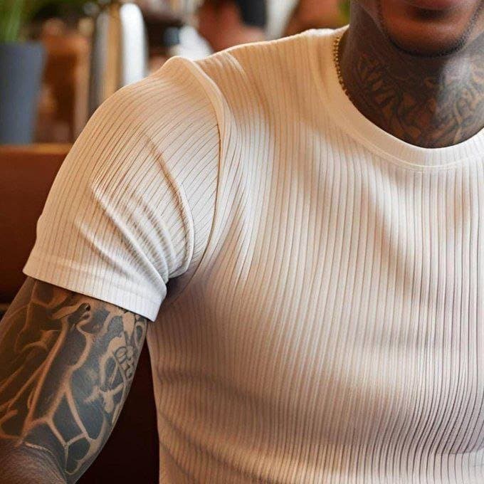 Kit 2 Camiseta Americana Canelada Ribana Algodão Justa Slim