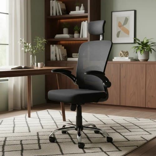 Cadeira Escritório Ergonômica Giratória Malha Mesh Syberflex Preta
